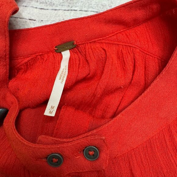 Free People High Low Tunic Top Gauze Flowy Women’s Size Medium Red - Picture 8 of 8
